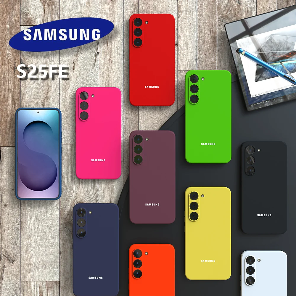 حافظة لهاتف سامسونج جالاكسي S25 FE من السيليكون السائل الناعم S25 S24 S23 S22 S21 Plus Ultra A56 A55 A54 A17 غطاء خلفي للهاتف مقاوم للصدمات