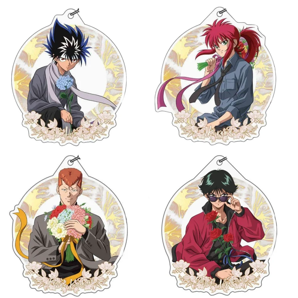 Charm Anime Fans Gifts YuYu Hakusho OrnamentsHiei Kurama Yuusuke Urameshi HD Character Acrylic Keychain Signs Decorate About 6cm