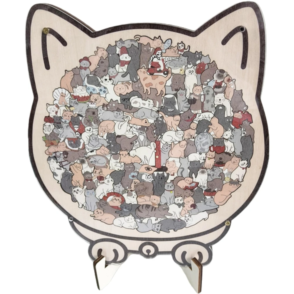 135-Piece Wooden Puzzle Designed In The Outline Of A For Cat For Those Appreciate Artistic Design And Cognitive Challenge