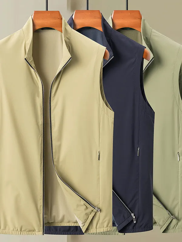 

Мужской легкий жилет с воротником-стойкой для повседневной носки, весна-осень, новый, функциональный, молодежный, из нейлона и спандекса