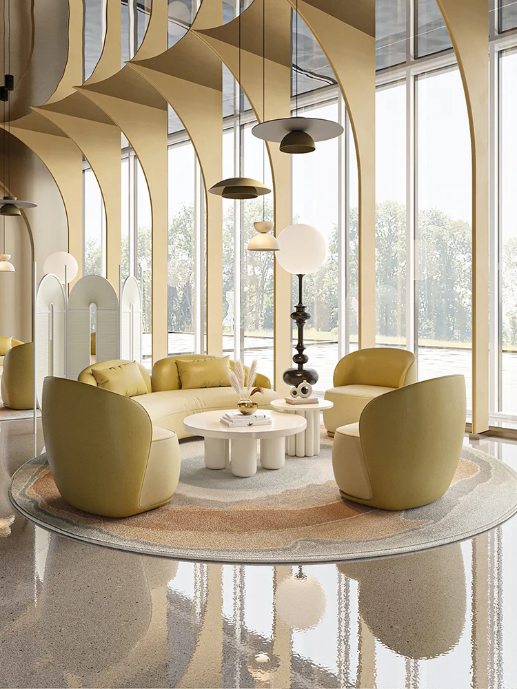 

Beauty salon medical beauty clothing store reception curved sofa cream Internet celebrity style sales office leisure negotiation