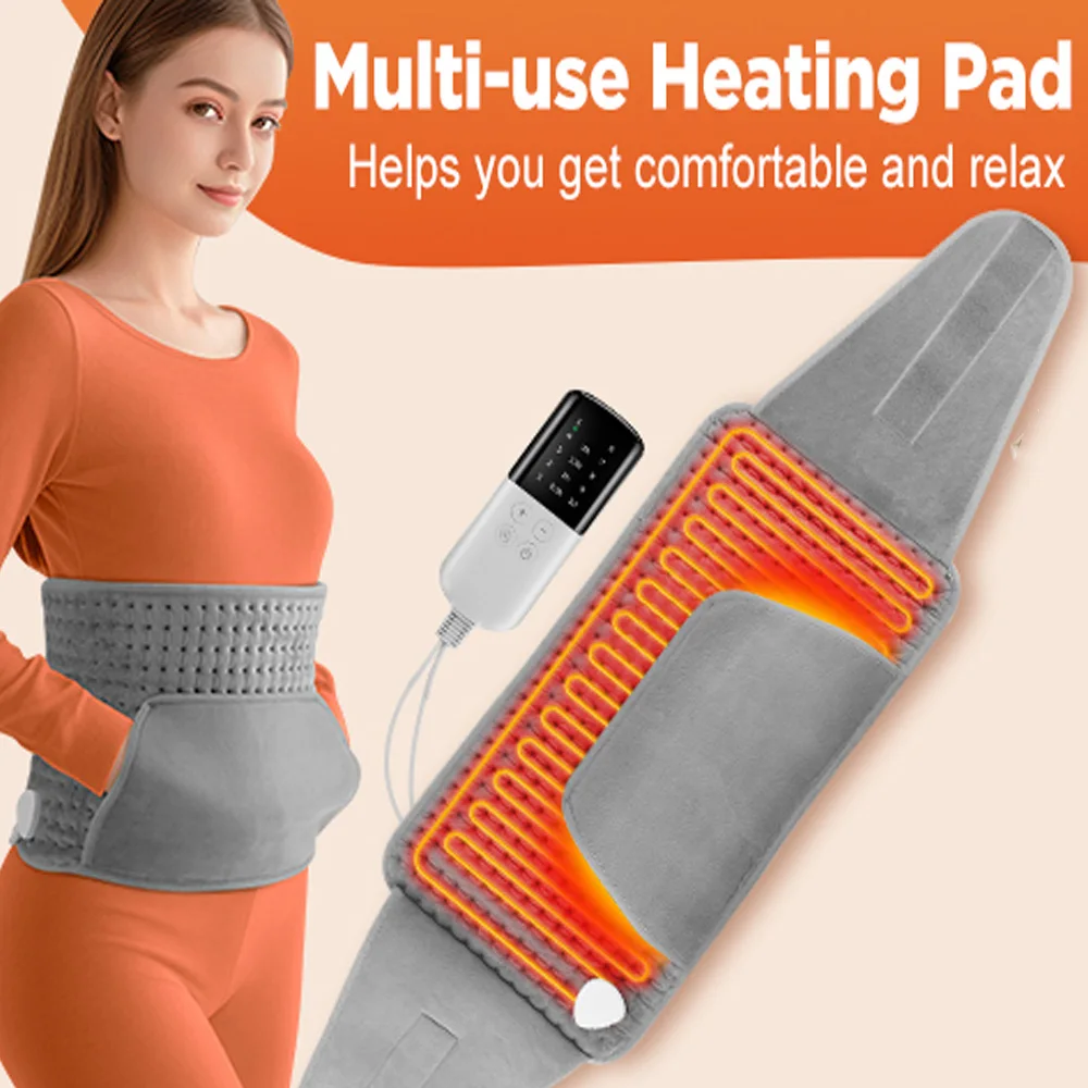 Electric Heating Pad Belt 10 Gears Adjustable Soft Hand Warming Abdominal Warmer for Home Use Lumbar Back Therapy
