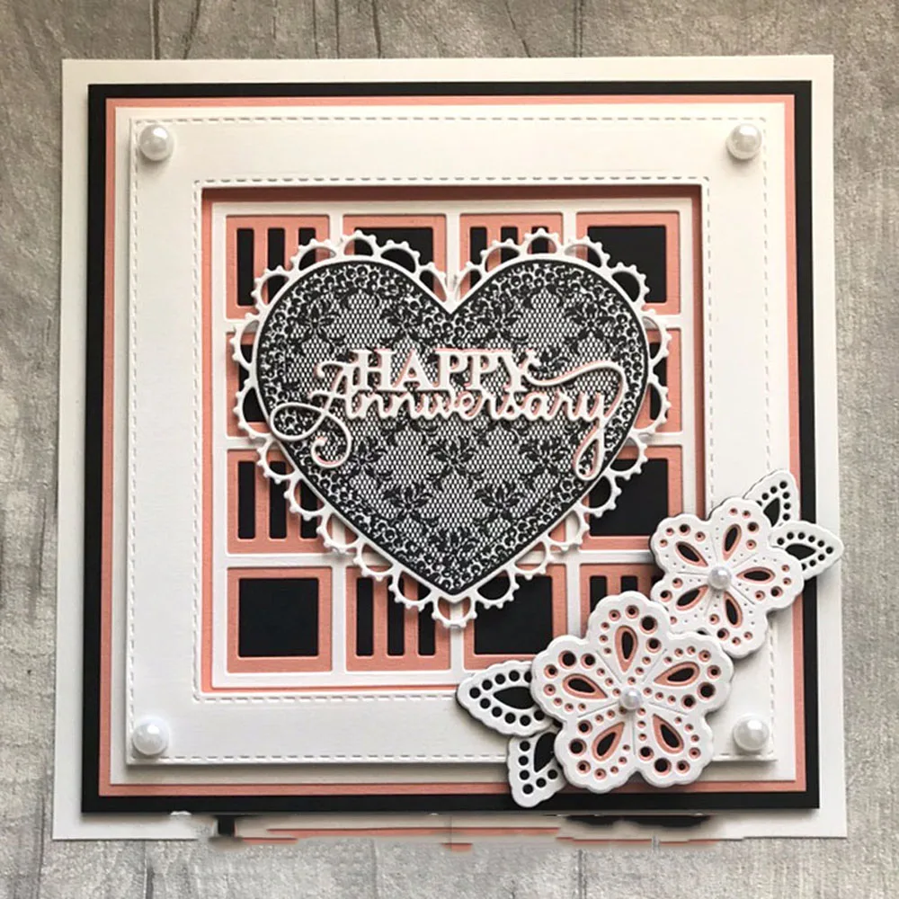 Lucky Goddess Metal Cutting Dies Lace Heart frame Diy Scrapbooking Photo Album Decorative Embossing Paper Card Crafts