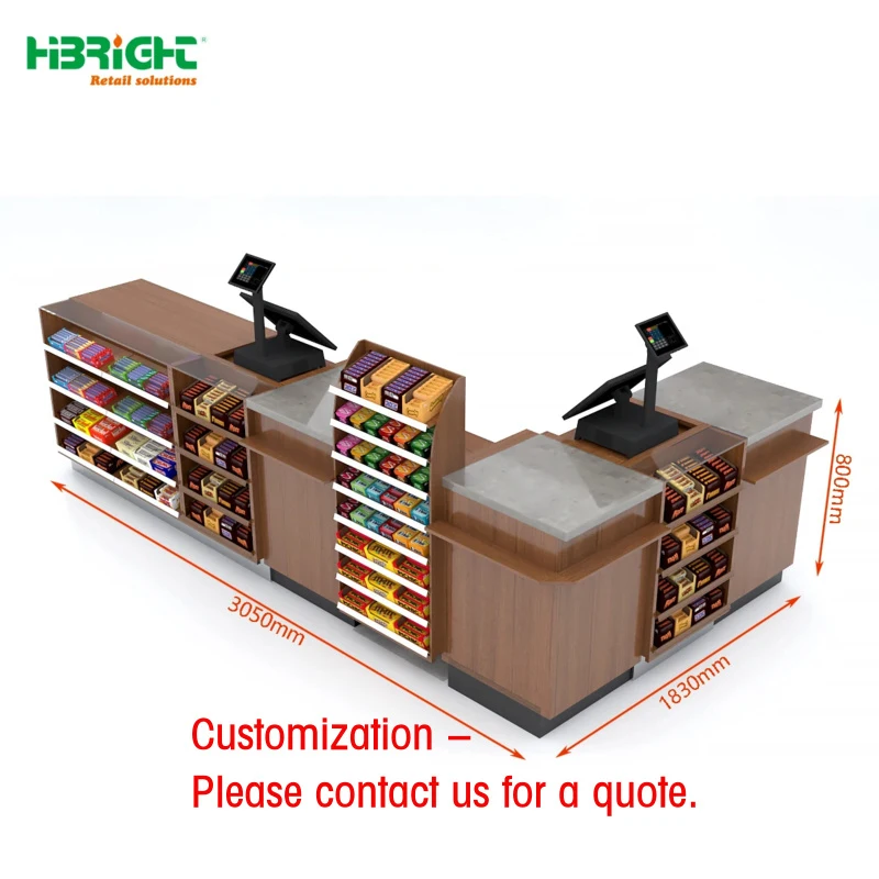 custom.HIGHBRIGHT Cash Register System Automatic Checkout Counter Conveyor Belt Durable Model HBE-CC 960mm Height 2400m