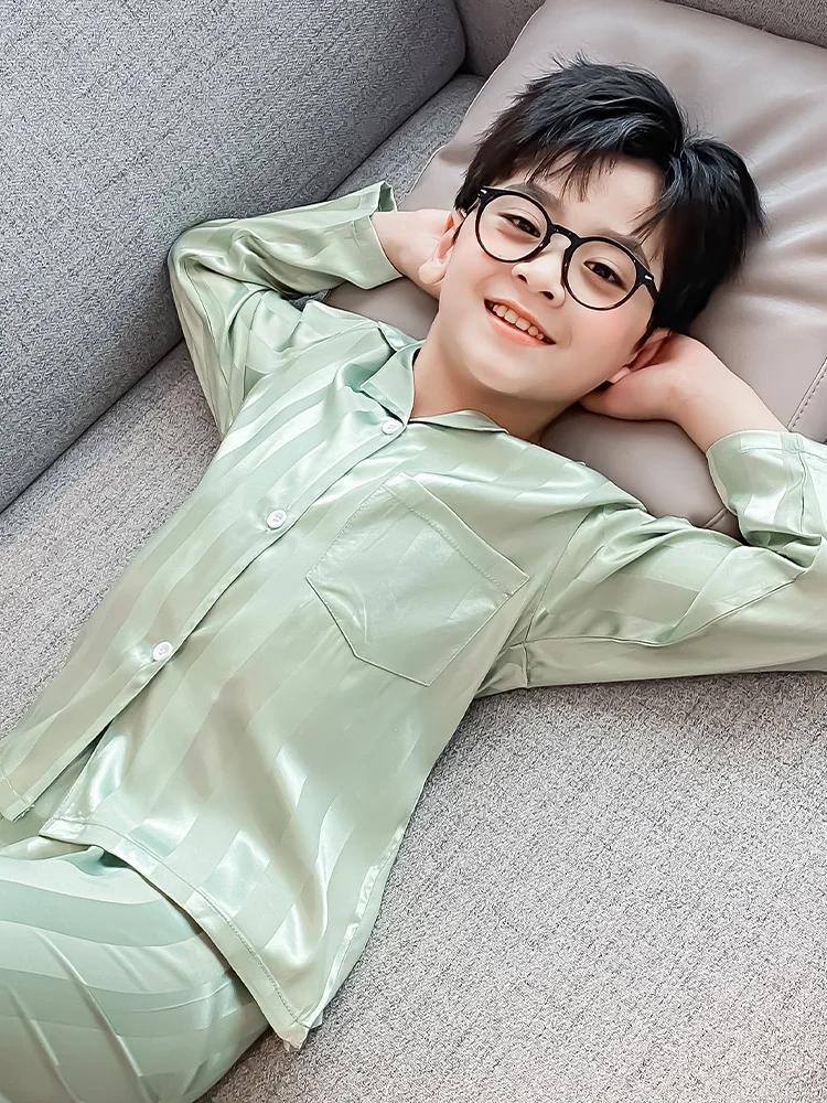 conjunto-de-ropa-de-dormir-de-seda-helada-para-ninos-manga-larga-fino-para-el-hogar-traje-de-verano-para-aire-acondicionado-ropa-de-casa-para-ninos-estilo-sencillo