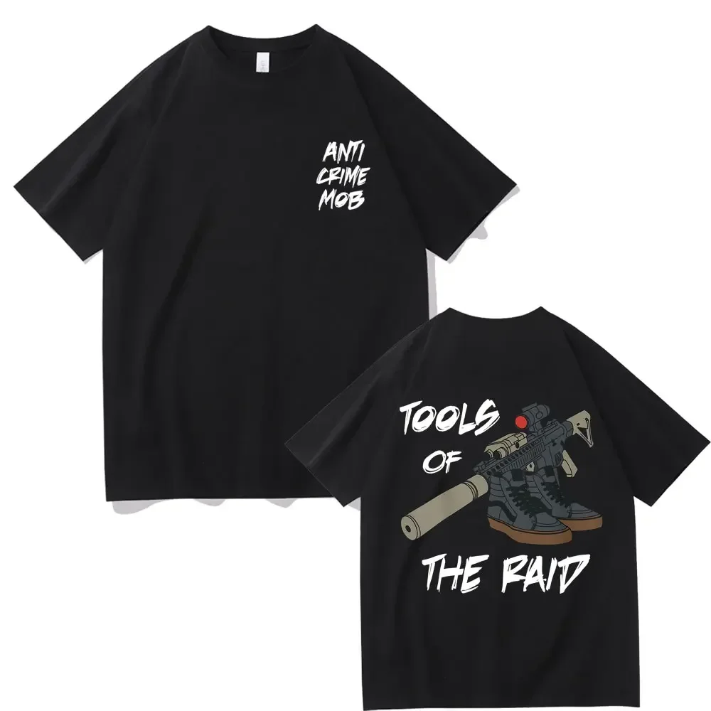 Forward Anti Crime Mob of The Raid Observations Graphic Group T-shirt Male Classic T Shirts Men Gothic Oversized Tshirt