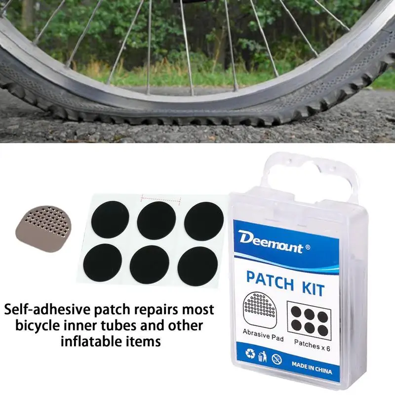 Bicycle Tire Patch Repair Kit 25mm No Glue Bike Tire Patches 6 Pieces Bicycle Tire Repair Kit for Tires Quick Bicycle Inner Tube