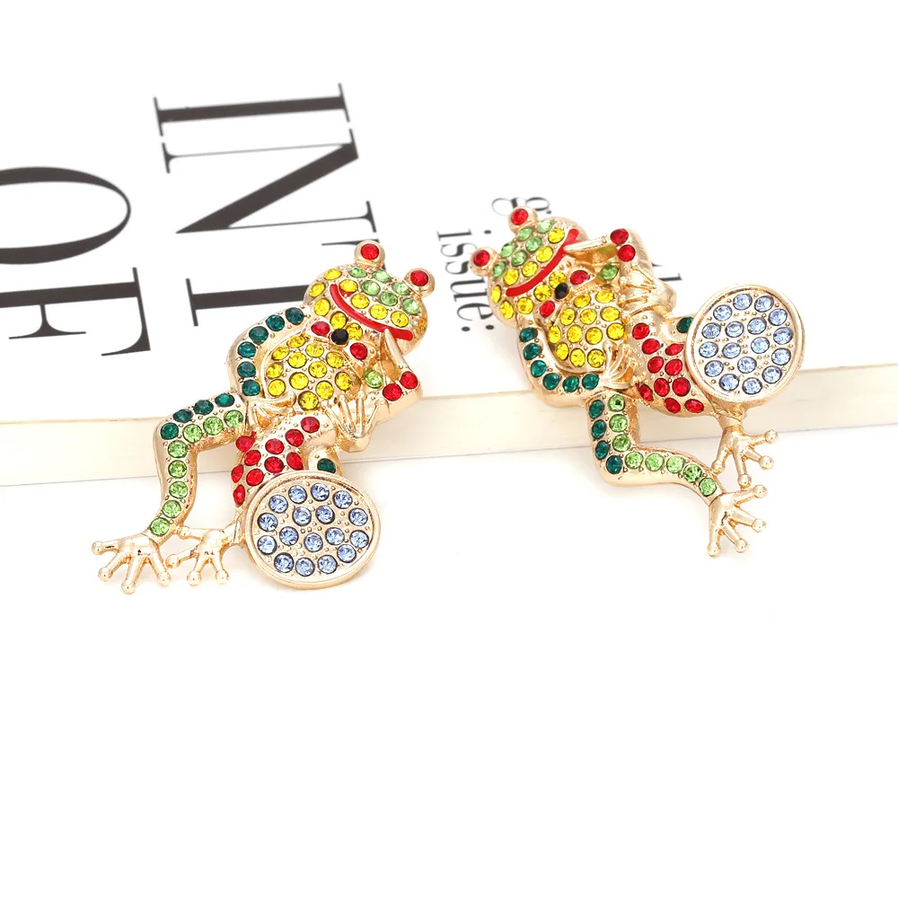 Cool and cute colored diamond frog earrings exaggerated small animal diamond stud earrings exaggerated earrings female source