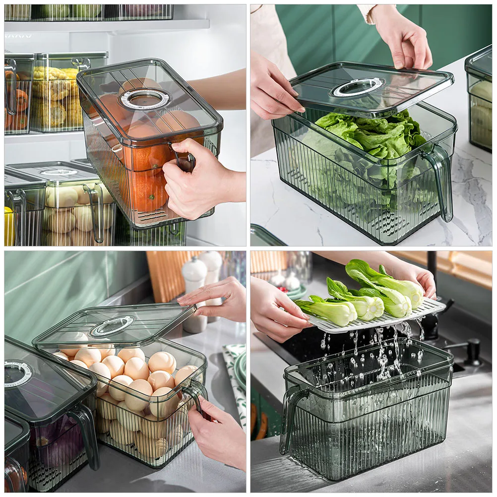 

Refrigerator ganizing Boxes Food Storage Containers Clear PP Freezer Case Crisper Saver Bins Produce Holder Fruit Vegetable
