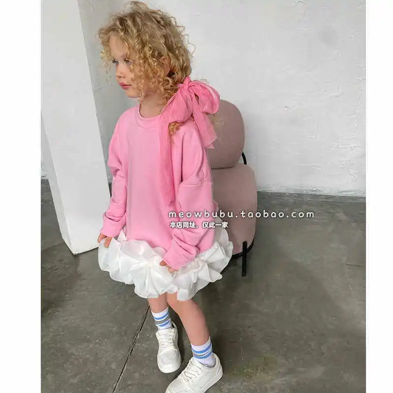 Girl Princess Skirt Spring and Autumn High end Light Luxury Dress Girl Canopy Imported Yarn Handmade Flower Birthday Skirt