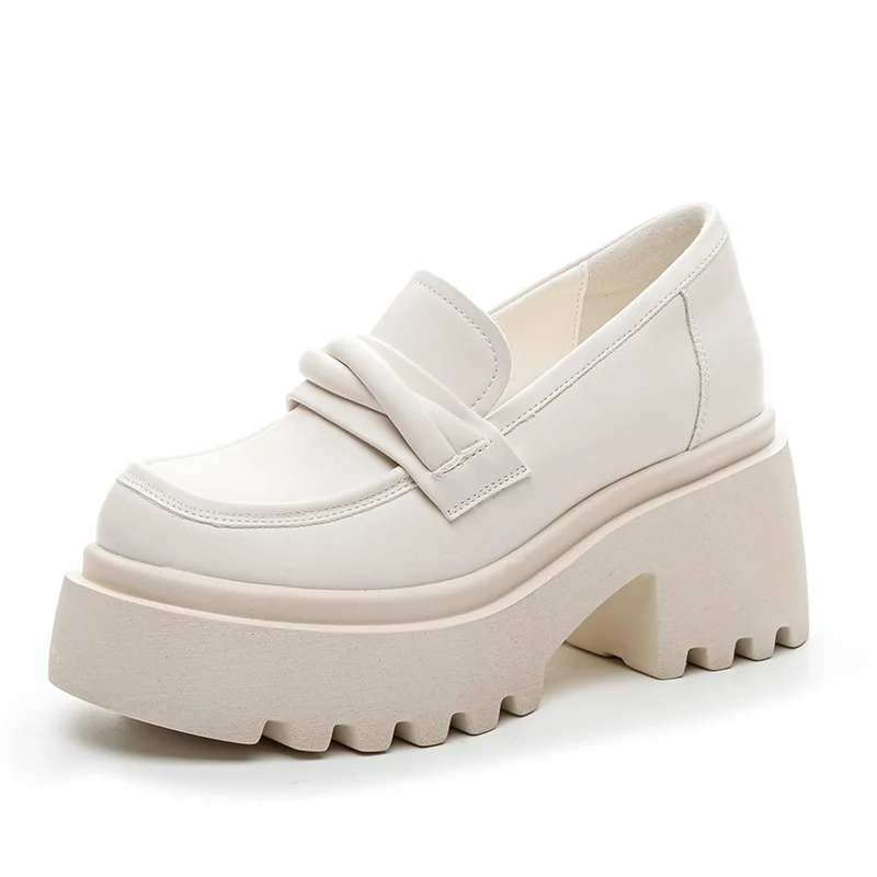 

Женские весенне-осенние туфли в британском стиле, новинка 2023 года, униформа JK на толстой подошве для девочек, лоферы на высоком каблуке