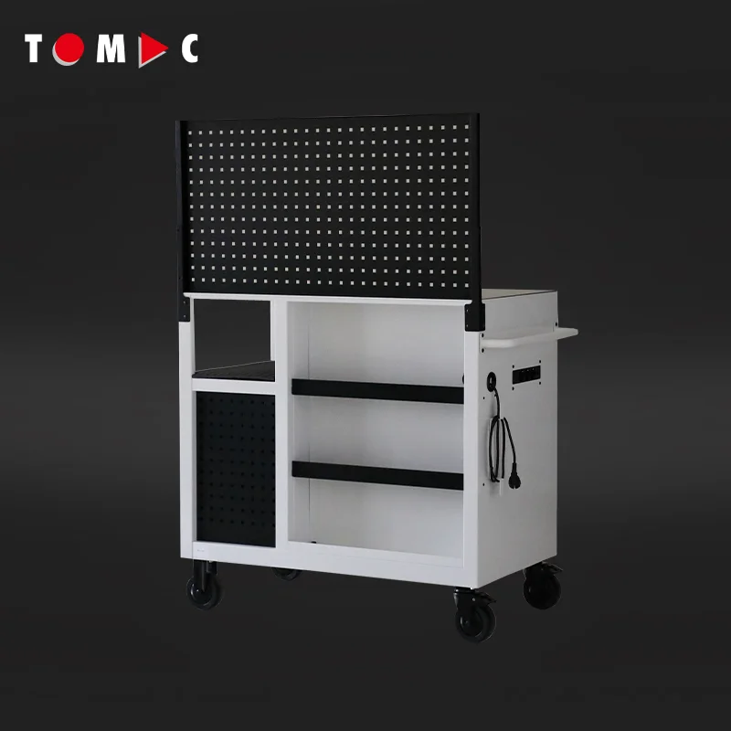 360° Professional Rolling Garage Cabinet: 7 Drawers, Side Cabinets, Back Shelves, Power System Carrinho De Ferramentas