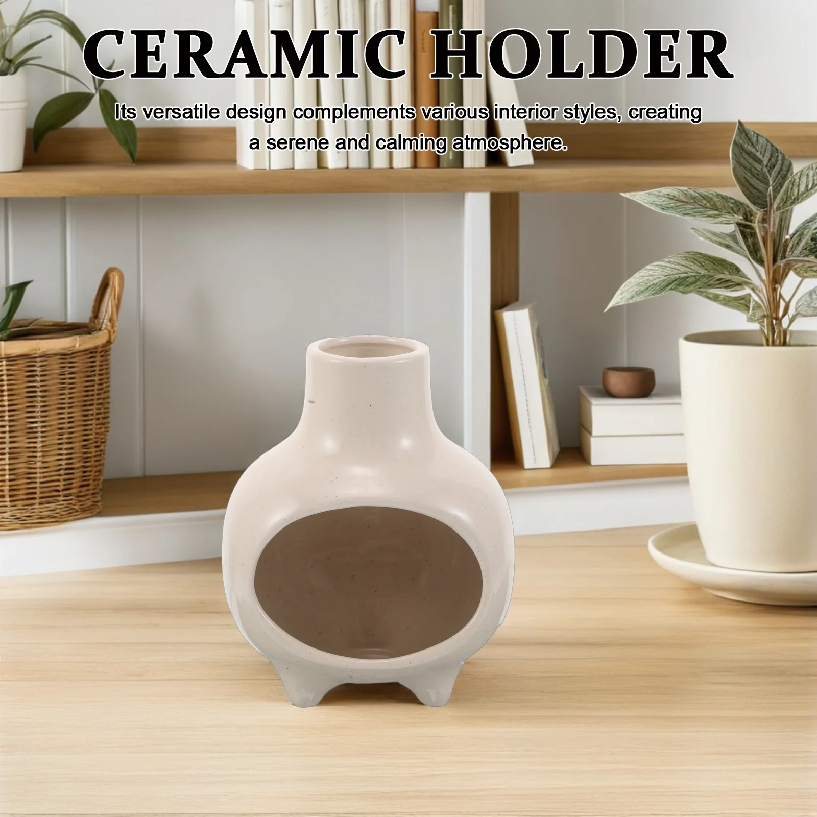 Ceramic Palo Santo Holder Burner Mini Tabletop Chiminea Incense Tray Decorative Sage Holder for Meditation Yoga Aromatherapy