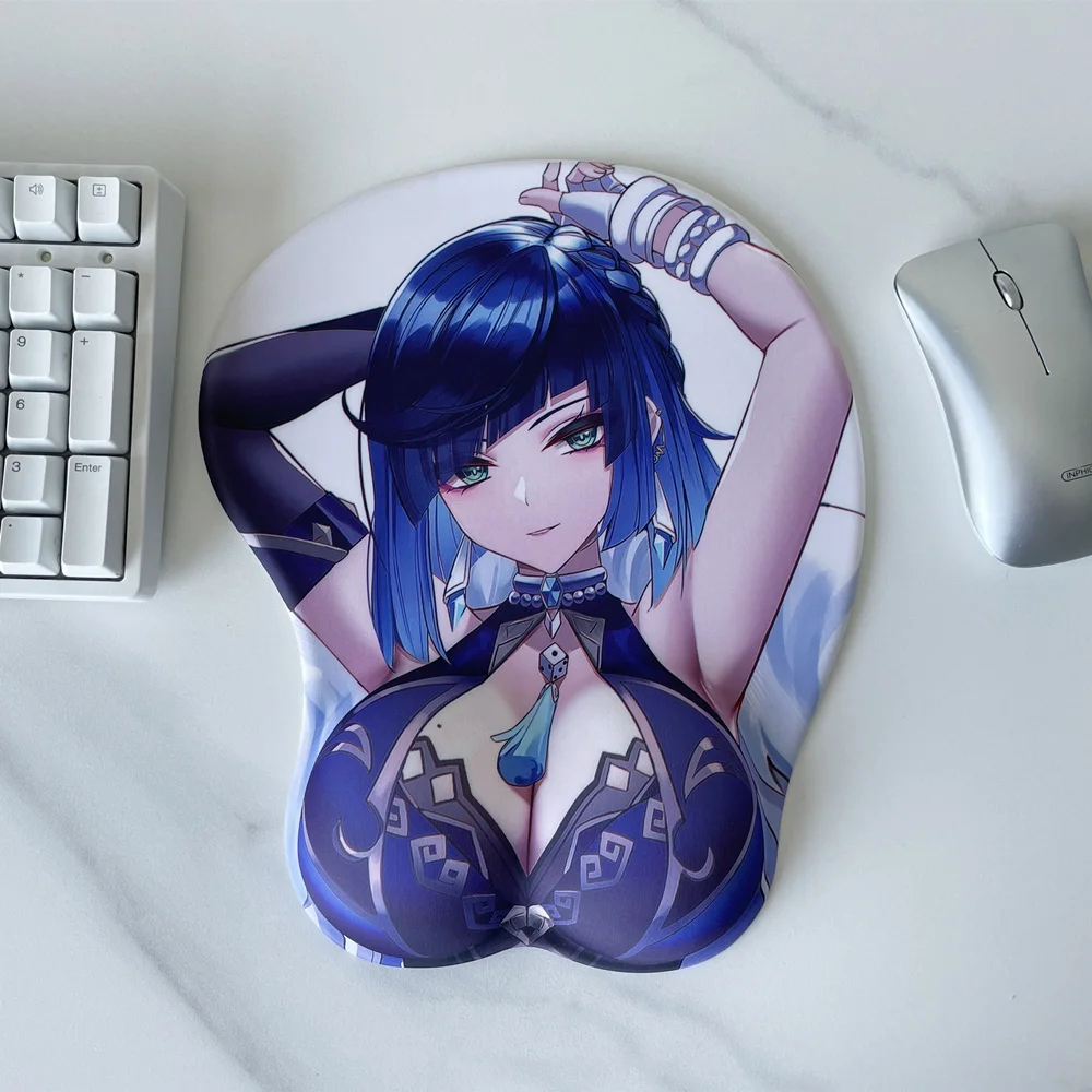 

Gamer for Genshin Impact Cute Manga Yelan Kawaii Anime Sexy Mouse Pad with Wrist 3D Big Oppai Silicone Gel Desk Mat Mousepad