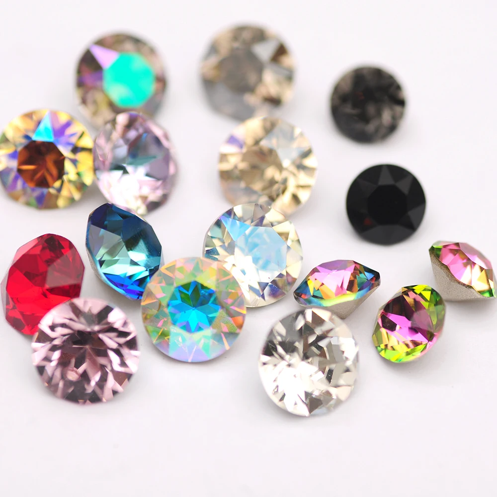 10PCS Super Bunte 5A Xirius Strass DIY Schmuck Machen Glas Perlen Pointback Runde Kleber Auf Nail art Zubehör Kristalle – Detail 5