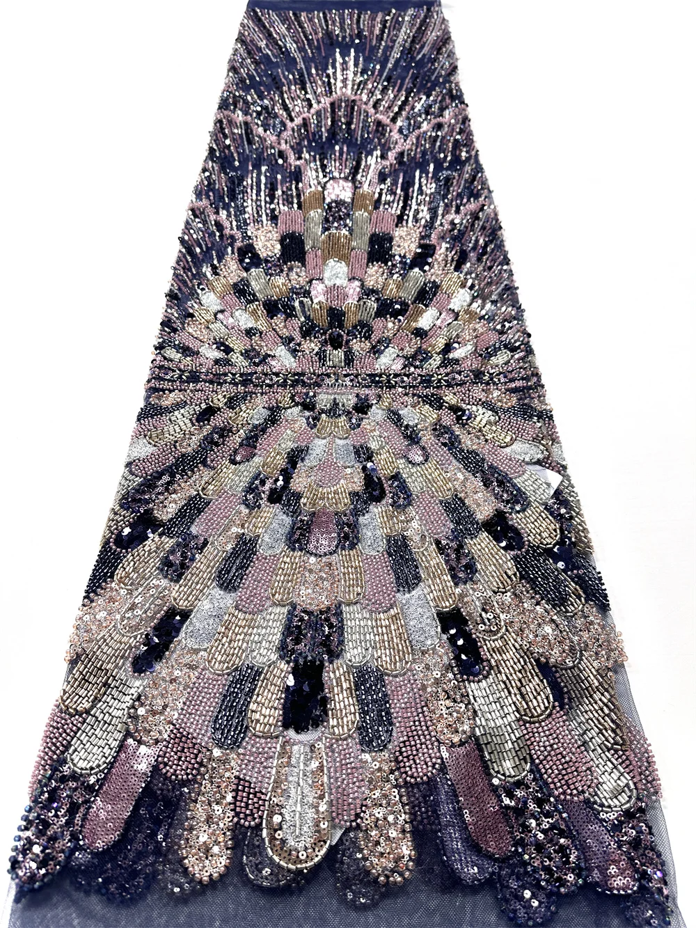 High Quality African Black Handmade Beaded Lace Fabirc 2025 Sewing sequins Embroidery Nigreian Lace Fabric Women Wedding Dress