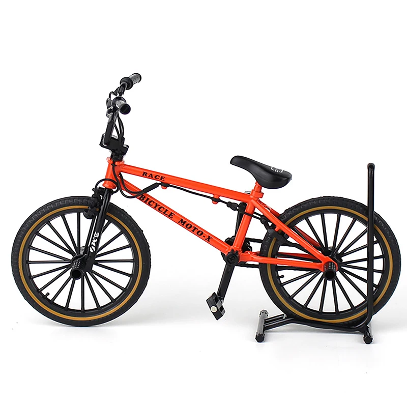 Mini modelo de bicicleta de aleación, juguete de simulación con absorción de golpes, naranja, dedo de montaña, decoración fundida a presión, 1:8