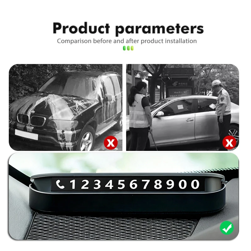 Universal Car Temporary Mirror Parking Phone Number Plate For Peugeot 208 407 508 5008 106 107 205 307 308 206 207 4008 301 - view 5