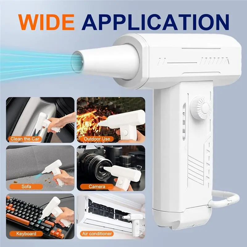 Y51A-LED Light Equipped 180000RPM Electric Air Dust Blower, 4 Gear Adjustable, Compressed Air Duster For Keyboard, Car