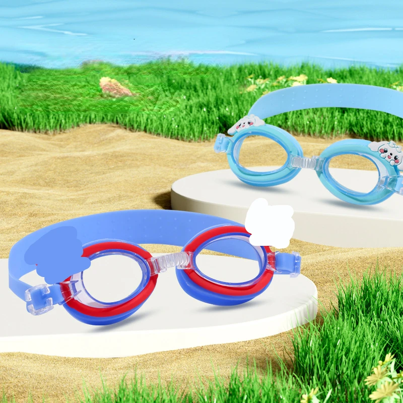 Sanurgente-Lunettes de natation pour enfants, étanches et anti-buée, lunettes d'apprentissage mignonnes, équipement de plongée réglable de dessin animé