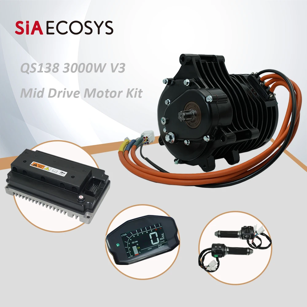 QSMotor QS138 3000W V3 70H 5500W Max Continuous 72V 100KPH Mid Drive Motor z zestawem kontrolera EM150-2SP do pojazdów elektrycznych
