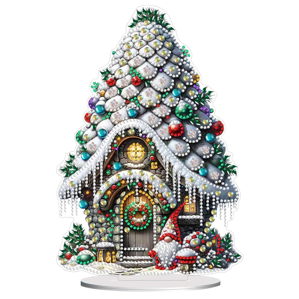 Acrylic Christmas House Diamond Painting Desktop Ornaments Kit Diamond Painting Desktop Decorations Home Bedroom Decoration