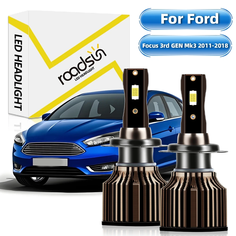 

[Для Ford Focus 3rd GEN Mk3 2011-2018] Светодиодные лампы для фар H7 Дальний/ближний свет 6000K белый 400% лм супер яркий Plug And Play