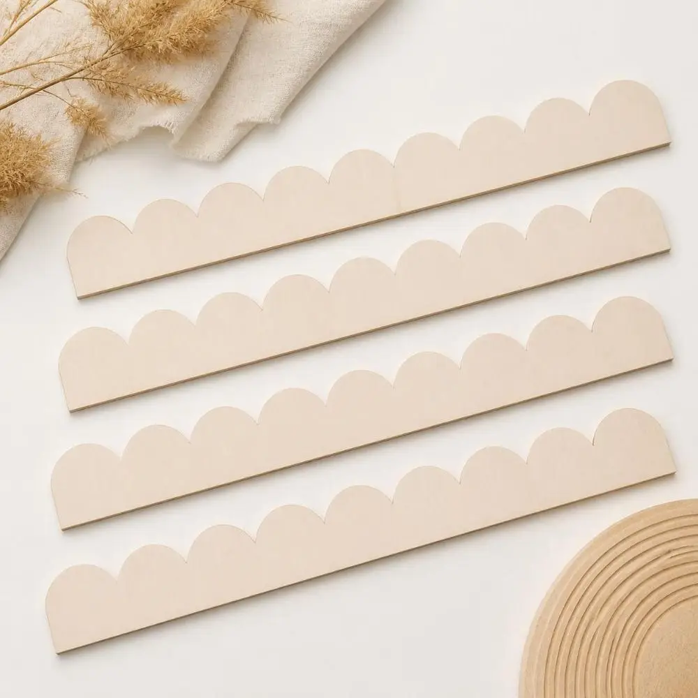 5pcs Portable Stainable Decorative Wood Trim Paintable DIY Cabinet Door Trim Creative Scalloped Edge Home Wall Decoration