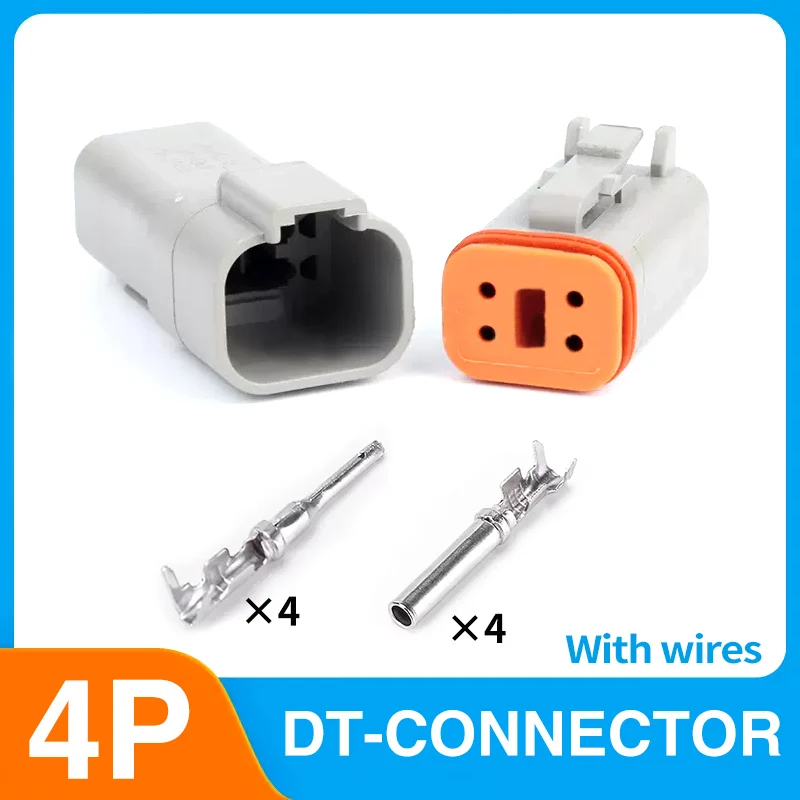 5/10/100 Sets Deutsch Type Connector Male Female Waterproof DT Connectors 4-Pin Dt04-4p Dt06-4s ,Sealable,4 Position