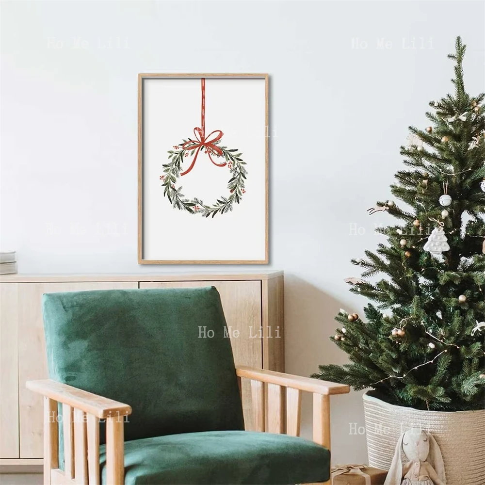 Minimalist Christmas Wreath Print Canvas Wall Art Home Decor