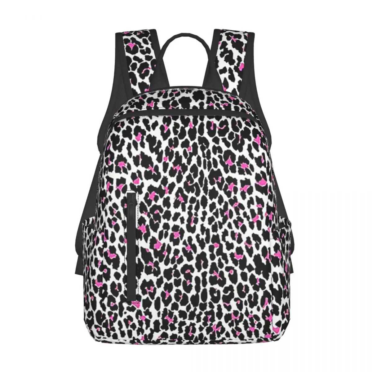 

Pink Leopard Print White Animal Print Backpack Daypack Large Capacity Children BookBag School Bag Shoulder Bags for Men Women