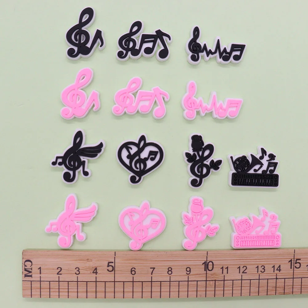 Single Sale 1pcs PVC Shoe Charms Fit Wristbands Music Notation Sandals Shoes Decoration Hole Slipper Accessories Kid Girls Gift