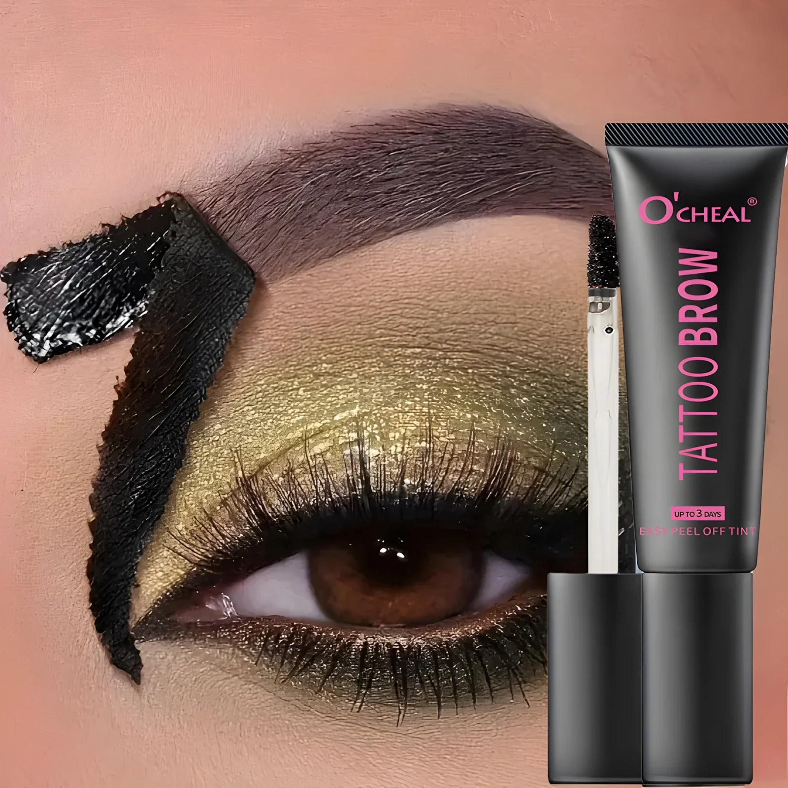 Teinte de tatouage imperméable pour sourcils avec pochoirs, couleur semi-permanente, dure jusqu'à 3 jours, facile à appliquer, aspect naturel longue durée