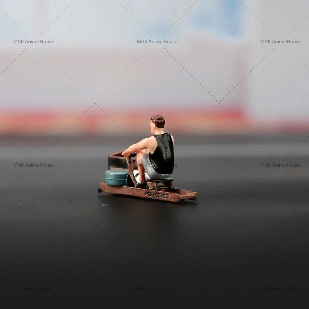 3D Printed Miniature 1/64 1/43 Fitness Men Row Boats Painted Diorama Figure Model Creative Photography Scene Props Car Toys