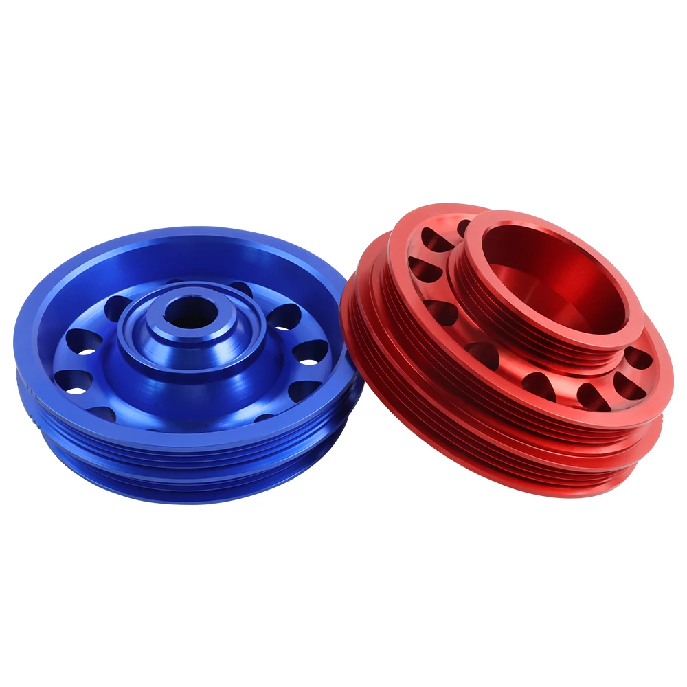 

Light Weight Aluminum Crank Crankshaft Pulley For 1992-1995 Honda Civic SOHC D16 Red Blue