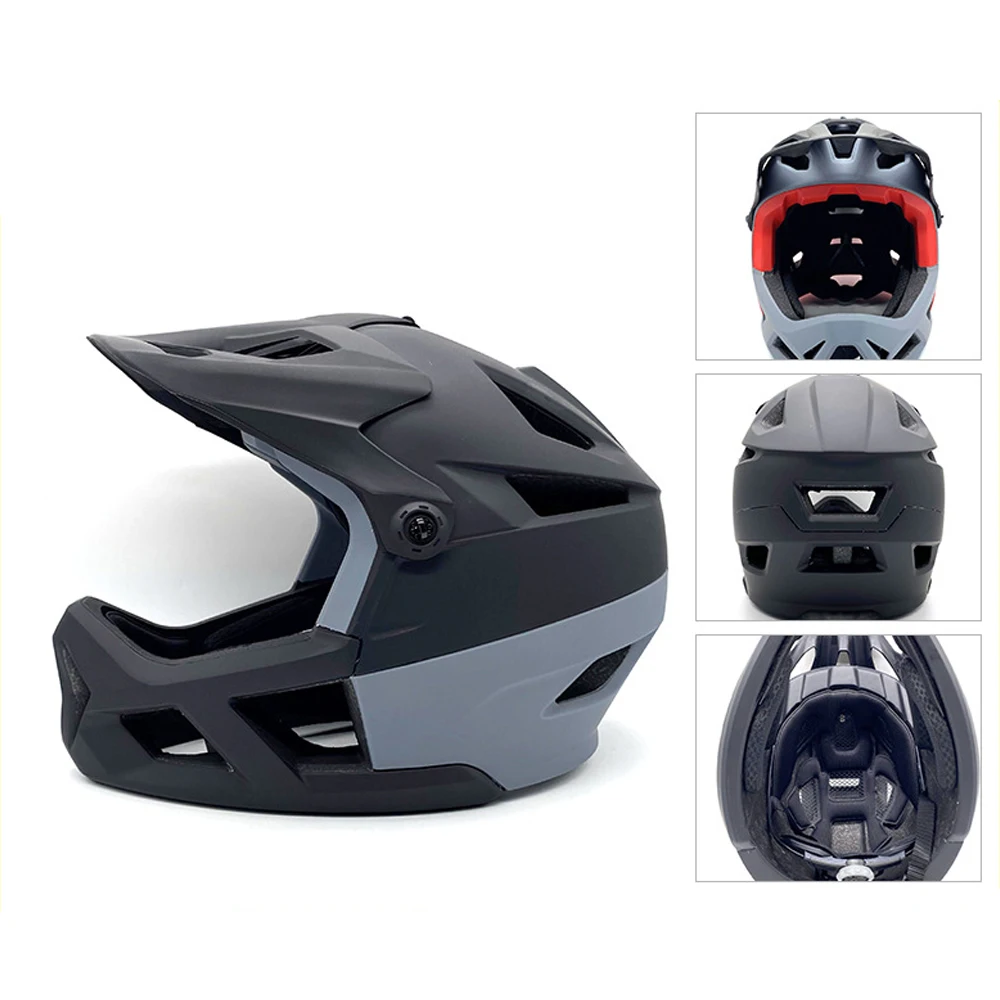 

Full Face Mountain Bike Helmet for Men Women Road Bike Helmet Lightweight Adjustable Visor and Goggle Port 55-59CM Bike Helmet