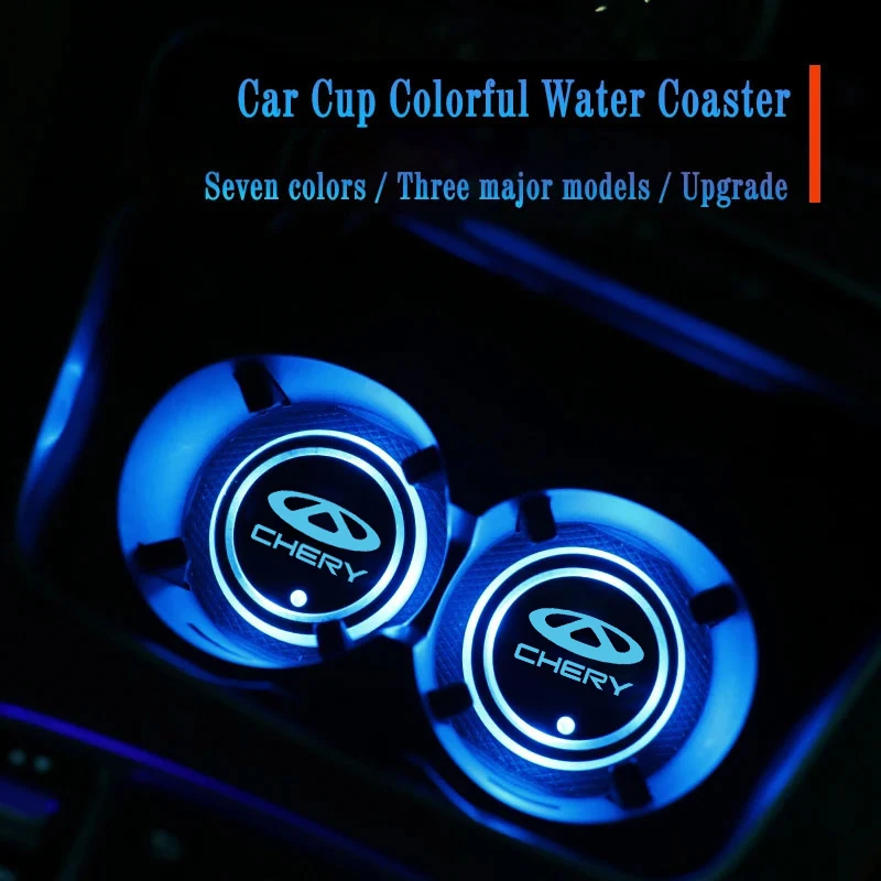 Car Luminous Water Coaster 7 Colorful Led Atmosphere Light For Chery Tiggo 2 3 4 5 6 7 8 3X 5X Pro T11 Arrizo 6 3 5 Eastar Cross