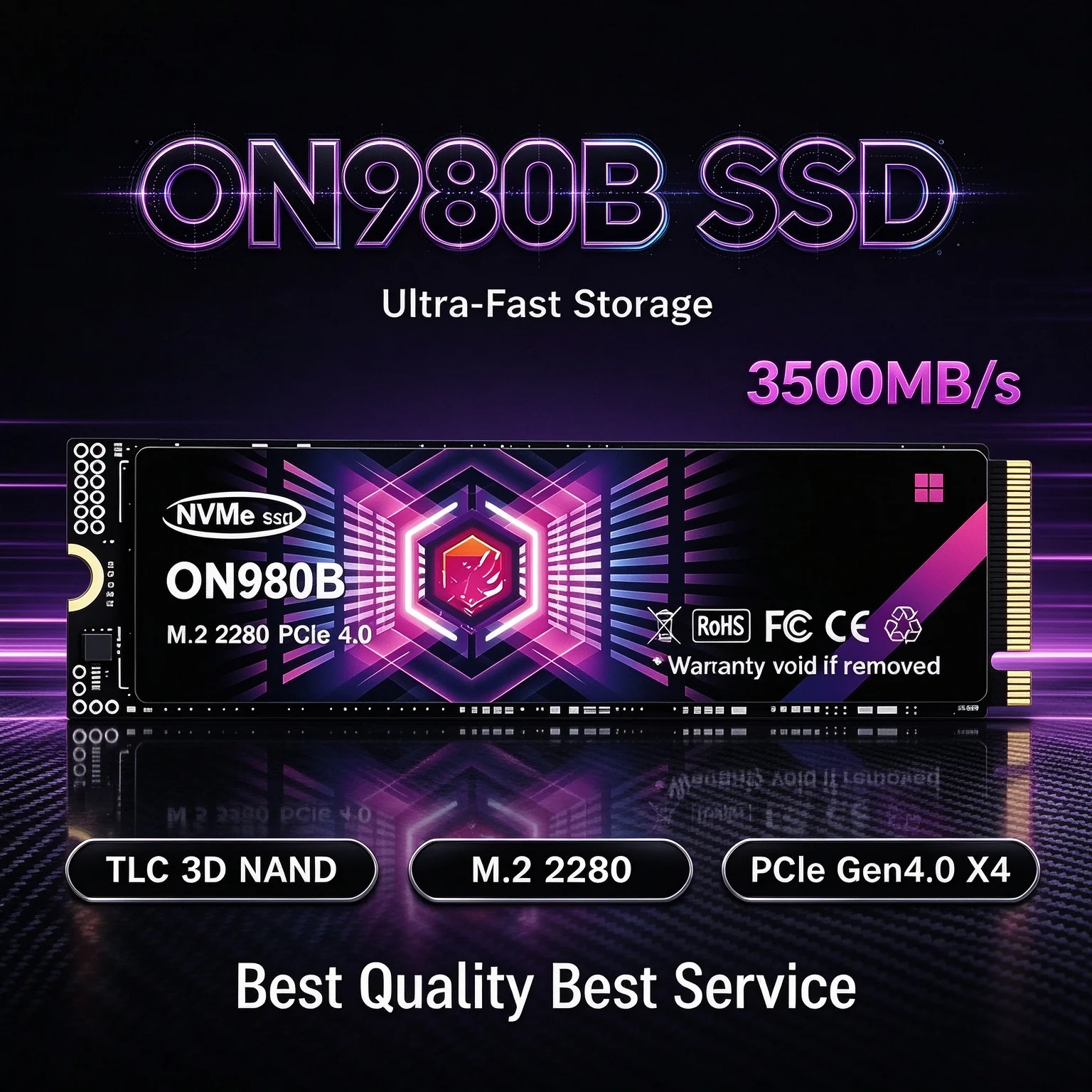 Original ON980B M.2 NVMe Portable SSD 500GB to 4TB Solid State Hard Disk Drive for Laptop Desktop Computers