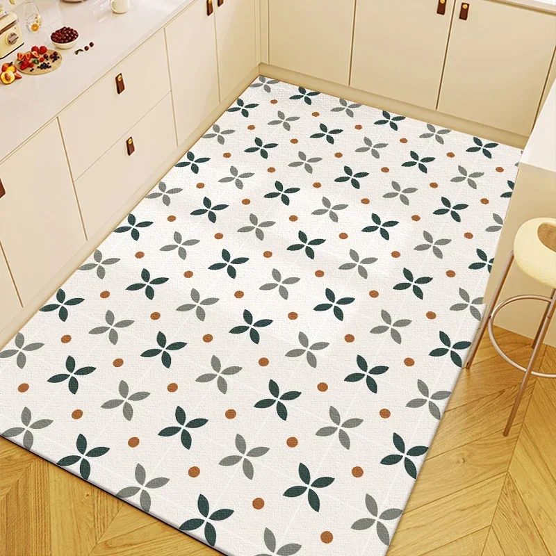 

Fashionable Kitchen Floor Mat Oil-proof Anti-slip PVC Waterproof Household Wipeable Wash-free Carpet Balcony Rug Ковер Tapis 러그