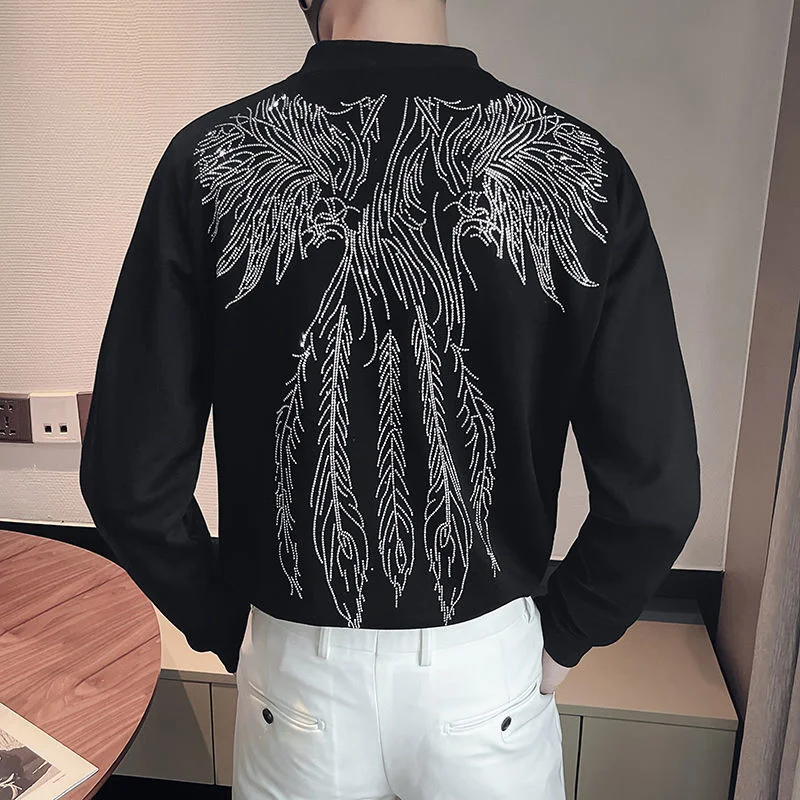 Rhinestone 2023 Spring Animal Men Varsity Jacket Fall Streetwear Baseball Bomber Outfit Fashion Wings Bomber Jacket Top Quality