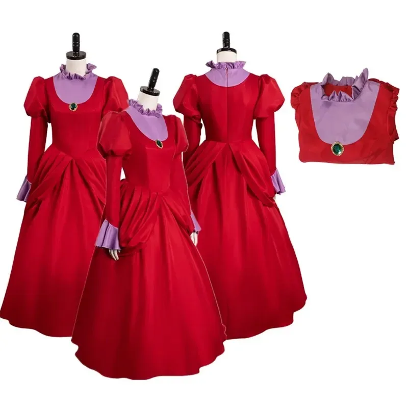 

FC6Stepmother Lady Cos Tremaine Cosplay Costume Adult Women Red Dress Outfits Halloween Carnival Party Disguise Suit@FC8！