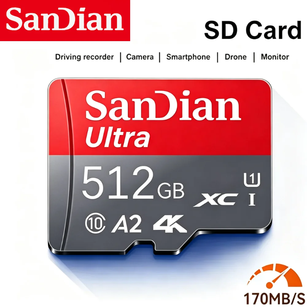 Micro SD Card 32GB 64GB 128GB 256GB 512GB  Memory Card High Speed Class 10 U3 for Phone Camera Drone