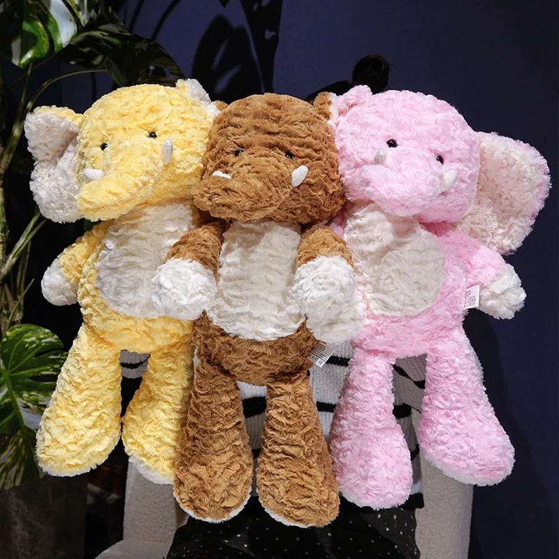 Adorable Running Elephant Plush Brown Pink Blue Yellow With Cute Face And Action Pose Soft Stuffed Gentle Sofa Decor