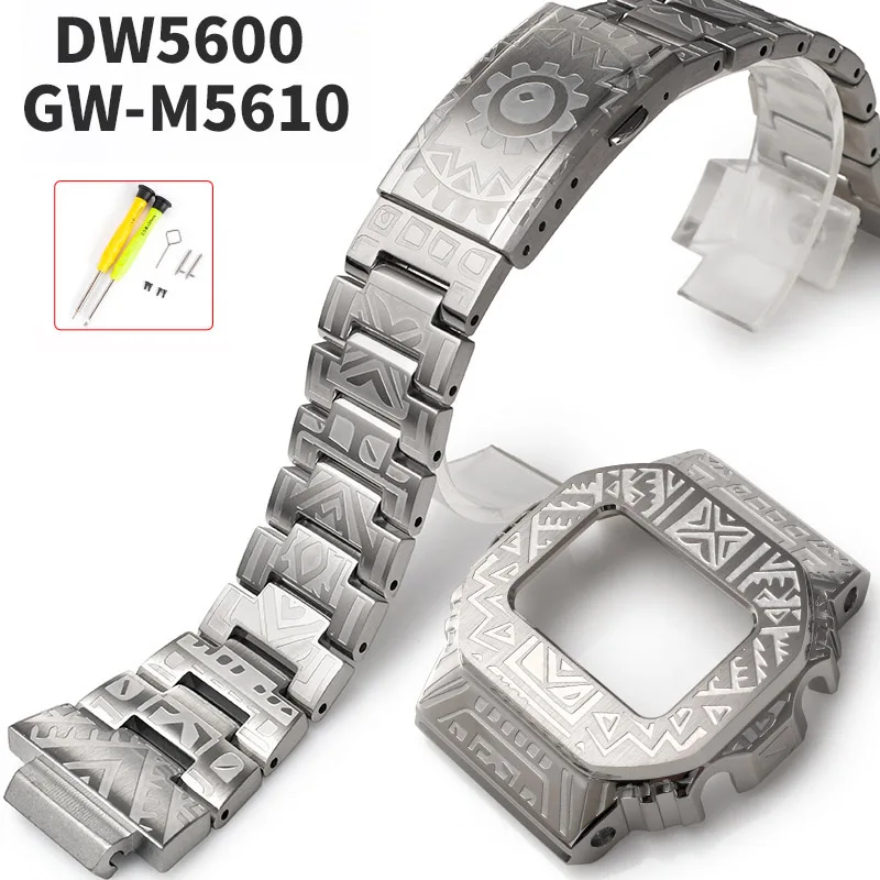 Personalized modified watch band for Casio GWM5610 5035 5000 DW5600 Man's strap case stainless steel metal modified accessories