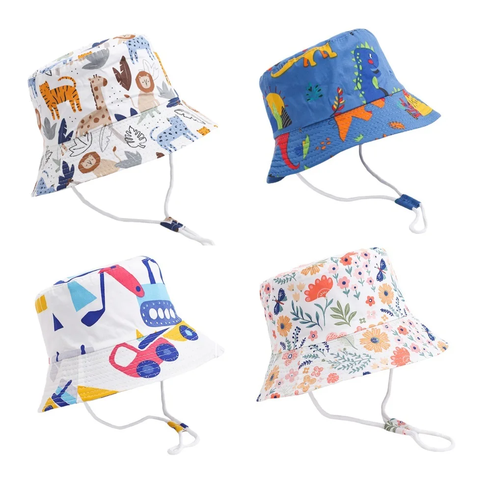 Summer Panama Baby Girls Hat Autumn Cartoon Boys Fisherman\'s Cap Beach Baby Sun Hat Outdoor UV Bucket Hat for Kids Toddler Visor