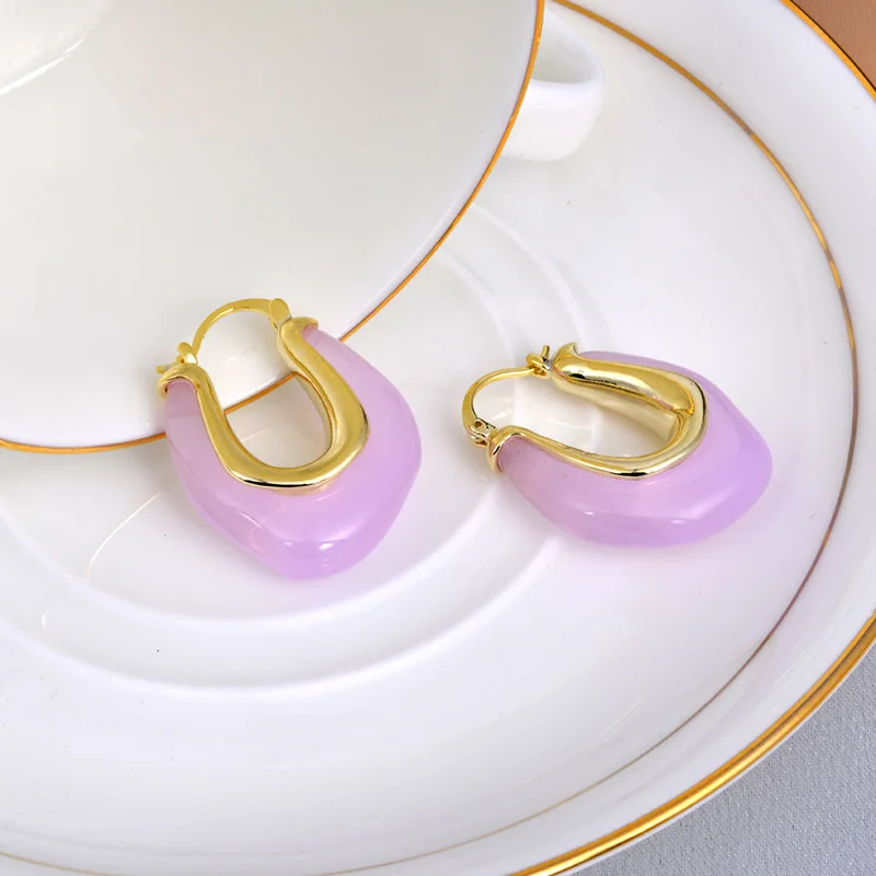 2024 French spring and summer new jelly color fashion personalized ear buckle niche design high-end earrings earrings women
