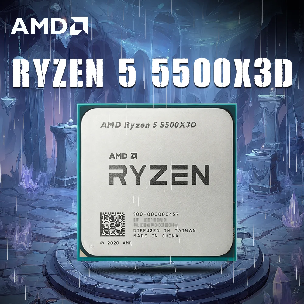 Processeur AMD Ryzen 5 5500X3D 6C/12T : 96 Mo de mémoire cache L3 3D V-Cache, 3,0-4,0 GHz, 105 W TDP, socket AM4 - Sans ventilateur - Configuration Esports