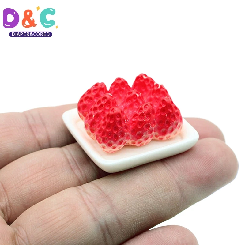 1/6 1/12 Dollhouse Miniature Food Play Mini Simulation Strawberry Grape Peach Fruit Combination Doll Accessories Toys