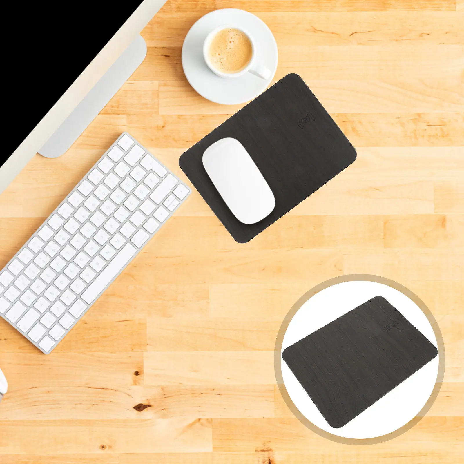 

Беспроводной коврик для мыши с зарядкой 15 Вт, быстрая зарядка, деревянная текстура, игровой коврик для мыши из полиуретана, компактный, легкий, портативный, для работы и игр