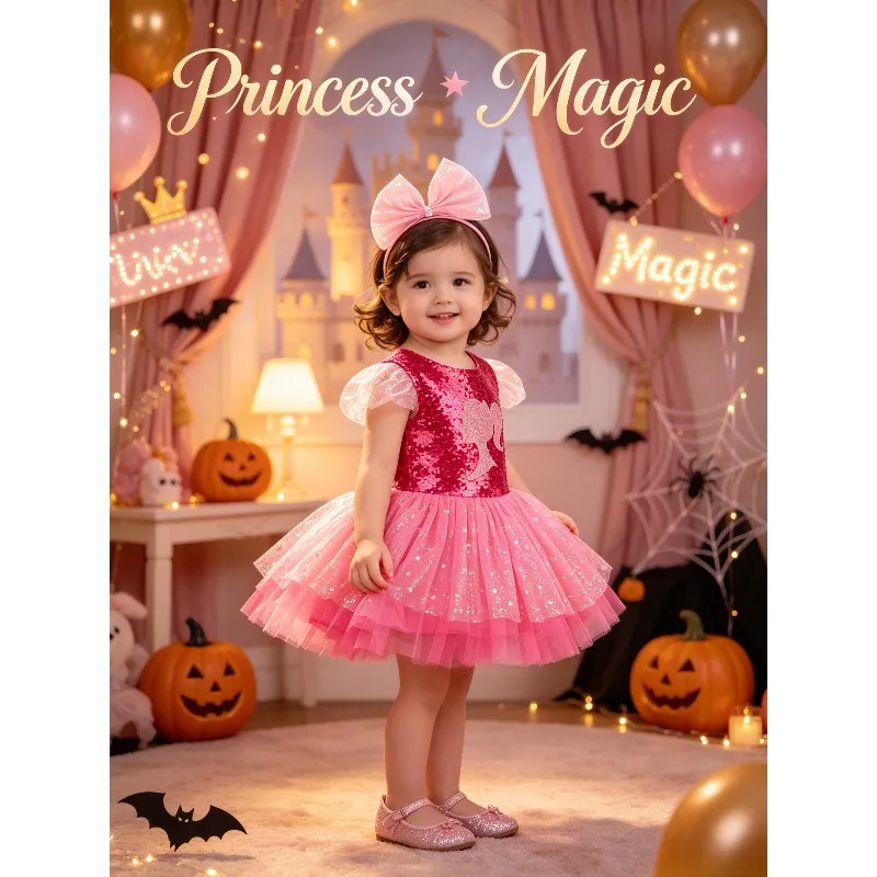 Sweet Sequins Mesh Princess Costume, Halloween Birthday Party Cosplay Dress, Role Play Outfit for Holiday Stage Show Costume view 2